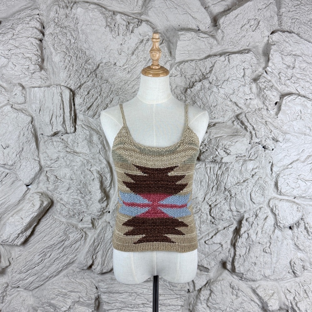 Ralph Lauren Blue Label Vintage Hand-Knit Silk Linen Tank Mojave Sand | M